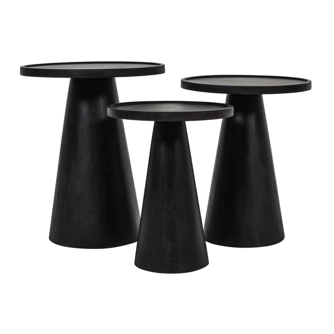 Jofran Furniture Knox Black Round 3pc Accent Table Set JFN-2330-KNOXBLK