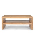 Dev Modern 44 Inch Mitered Angle Solid Wood Coffee Table with Storage Shelf