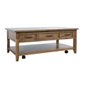 Claremont Transitional Rustic Wood Lift-Top Coffee Table with Wheels