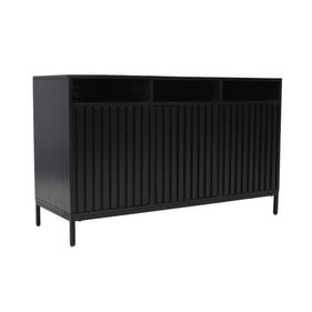 Jofran Furniture Ryder Black 50 Inch Fluted Door Console Storage TV Stand C...