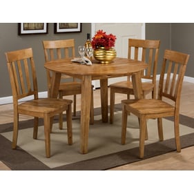 Jofran Furniture Simplicity Honey 5pc Round Dining Set With Slat Back Chair