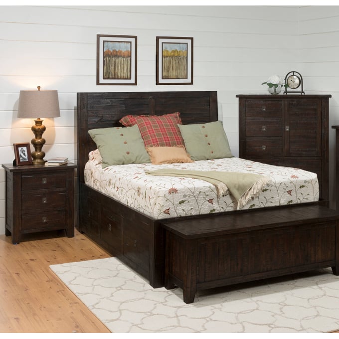 Jofran Furniture Kona Grove Chocolate Dark Brown 2pc Bedroom Set With King Storage Bed JFN-707-BR-S2