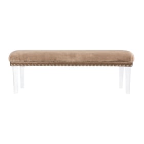 Jofran Furniture Brianna Mink Upholstered Bench with Clear Legs