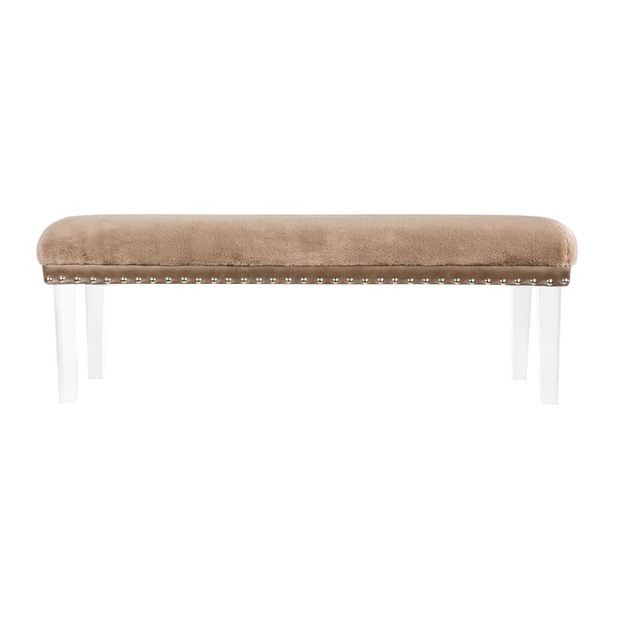 Jofran Furniture Brianna Mink Upholstered Bench with Clear Legs JFN-BRIANNAKD-BN-MINK