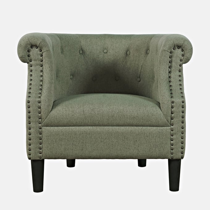 Jofran Furniture Lily Sage Barrel Curved Back Accent Chair with Nailhead Trim JFN-LILY-CH-SAGE