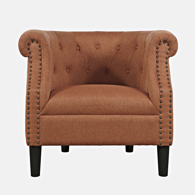 Jofran Furniture Lily Spice Barrel Curved Back Accent Chair with Nailhead Trim JFN-LILY-CH-SPICE