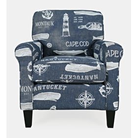 Jofran Furniture Seafarer Navy Nantucket Cape Nautical Upholstered Accent C...