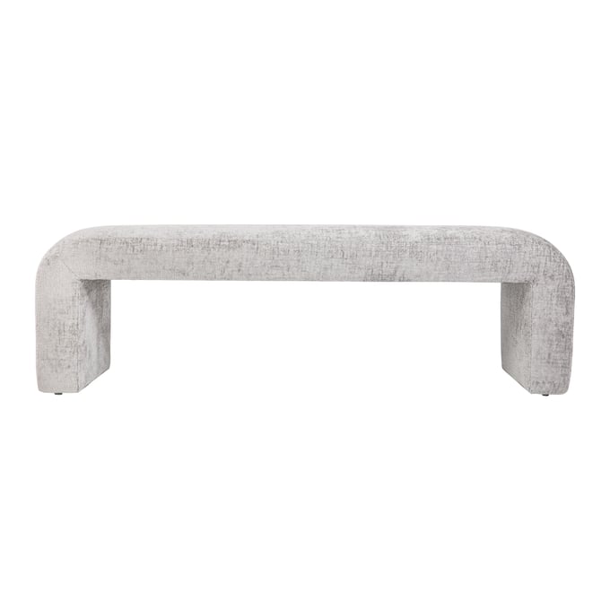 Jofran Furniture Sophia Grey Curved Upholstered Jacquard Large Bench JFN-SOPHIA-BN-LGGRY