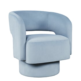 Jofran Furniture Sutton Blue Split Back Curved Sculpture Swivel Accent Chai...