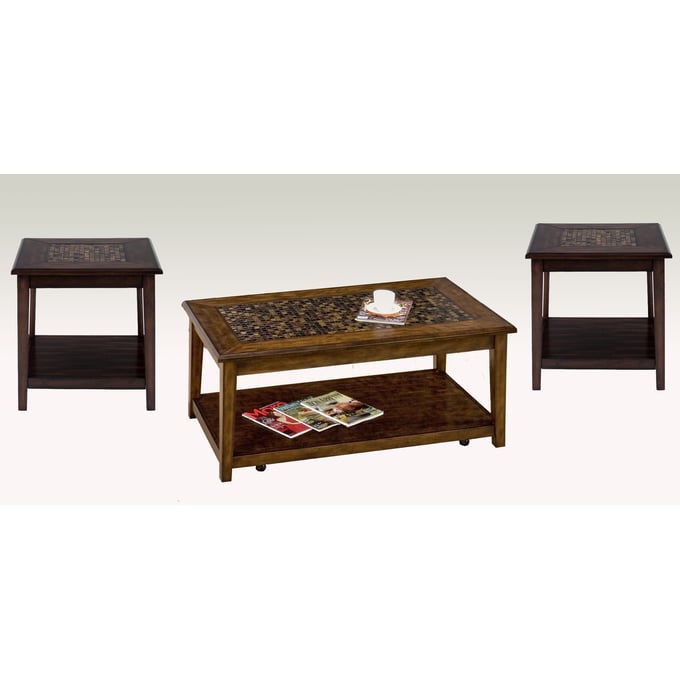 Jofran Furniture Baroque Brown 3pc Coffee Table Set JFN-698-OCT-S