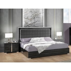 JM Furniture Alice Glossy Gray 2pc Bedroom Set With Queen Bed And Left Nigh...