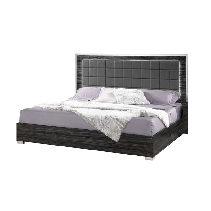 JM Furniture Alice Glossy Gray Queen Bed JNM-15546-Q