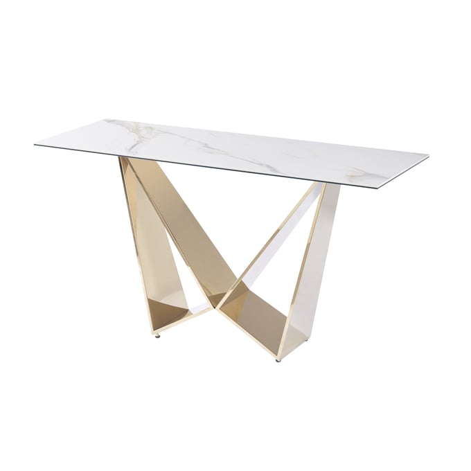 JM Furniture Orleans White And Gold Console Table JNM-17830-CNS-T