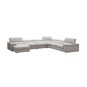 JM Furniture Kobe Silver Grey Left Facing Leather Sectional