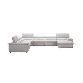 JM Furniture Kobe Silver Grey Right Facing Leather Sectional