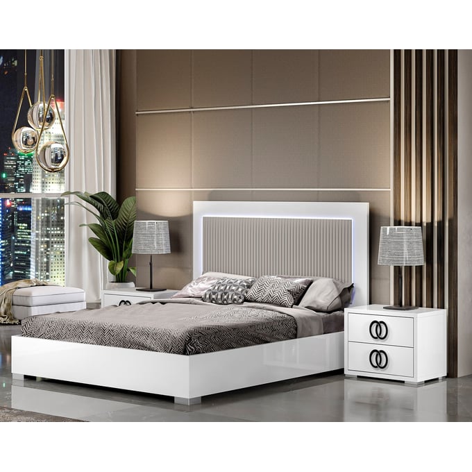 JM Furniture Luxuria White And Grey 4pc Bedroom Set With King Bed JNM-18122-K-BR-S3