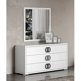 JM Furniture Luxuria White And Black Dresser And Mirror