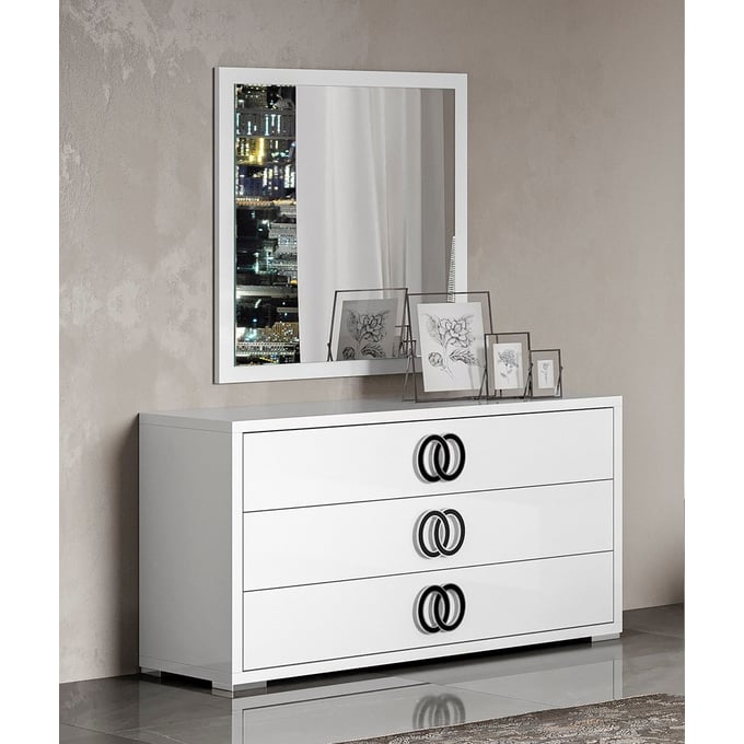 JM Furniture Luxuria White And Black Dresser And Mirror JNM-18122-DRMR