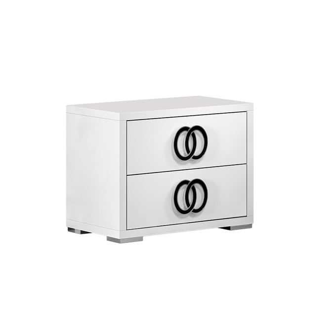 JM Furniture Luxuria White And Black Nightstand JNM-18122-NS