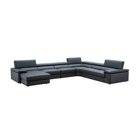 JM Furniture Kobe Blue Grey Left Facing Leather Sectional