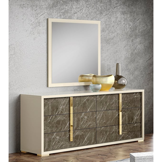 JM Furniture Sonia Pearl Metallic Dresser And Mirror JNM-18554-DRMR