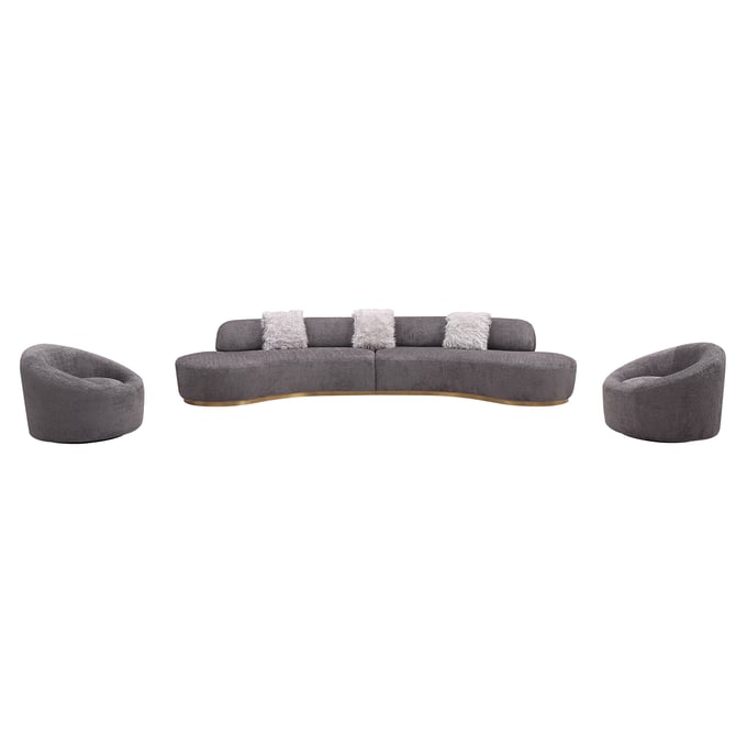 JM Furniture Moon Dark Grey 3pc Living Room Set JNM-18632-LR-S1