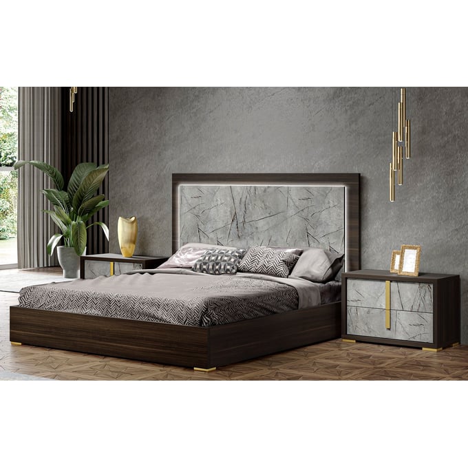 JM Furniture Travertine Dark Oak And Gray 2pc Bedroom Set With King Bed JNM-18772-K-BR-S1