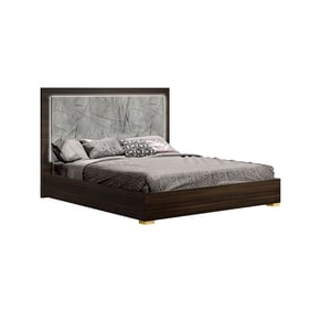 JM Furniture Travertine Dark Oak and Gray King Bed