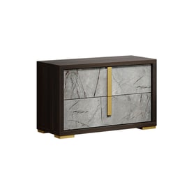 JM Furniture Travertine Dark Oak and Gray Nightstand