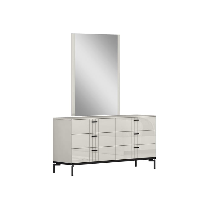 JM Furniture Bella Grey And Black Dresser And Mirror JNM-19778-DRMR