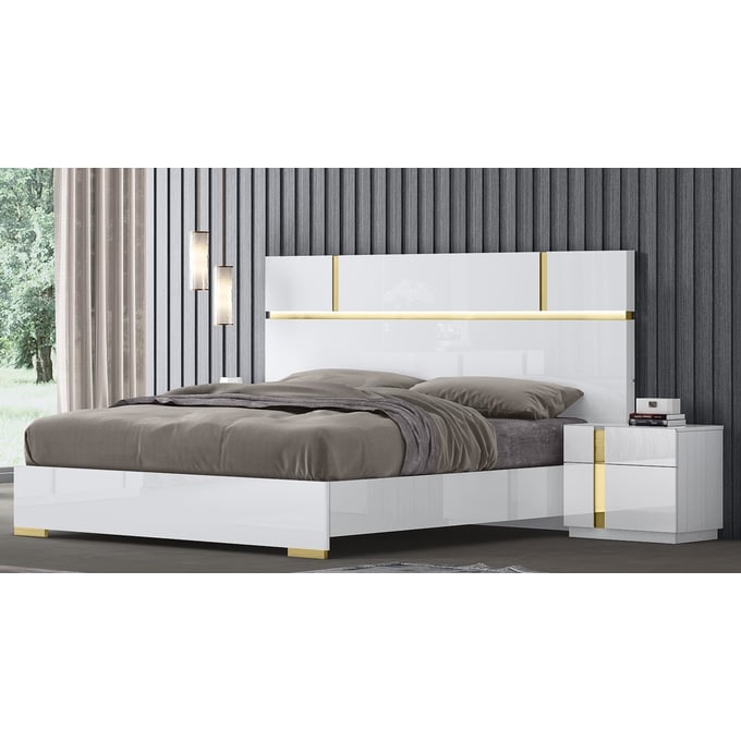 JM Furniture Kyoto White And Titanium Gold 4pc Bedroom Set With King Bed JNM-19974-K-BR-S3