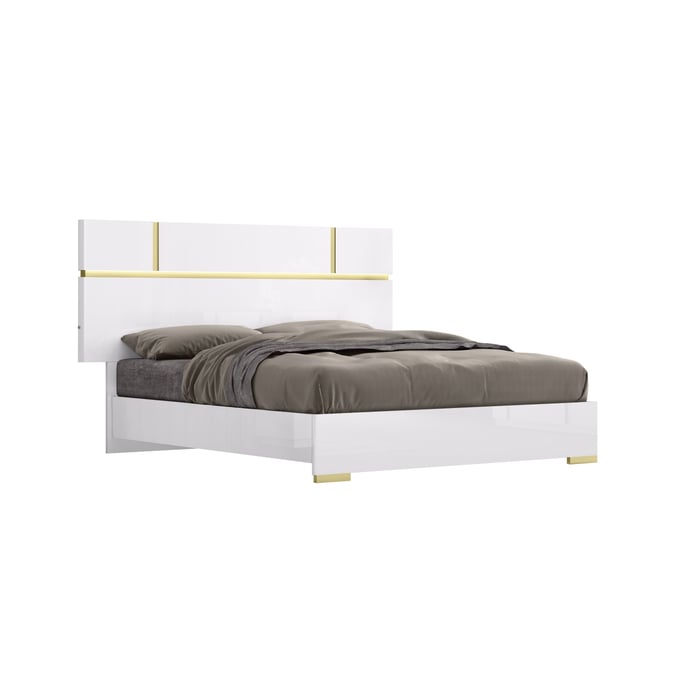 JM Furniture Kyoto White and Titanium Gold King Bed JNM-19974-K