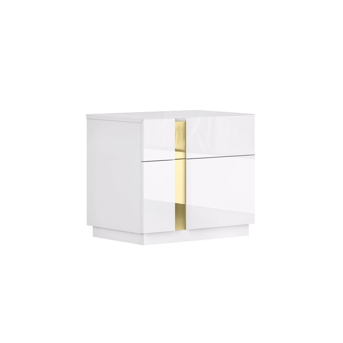 JM Furniture Kyoto White and Titanium Gold Nightstand JNM-19974-NS