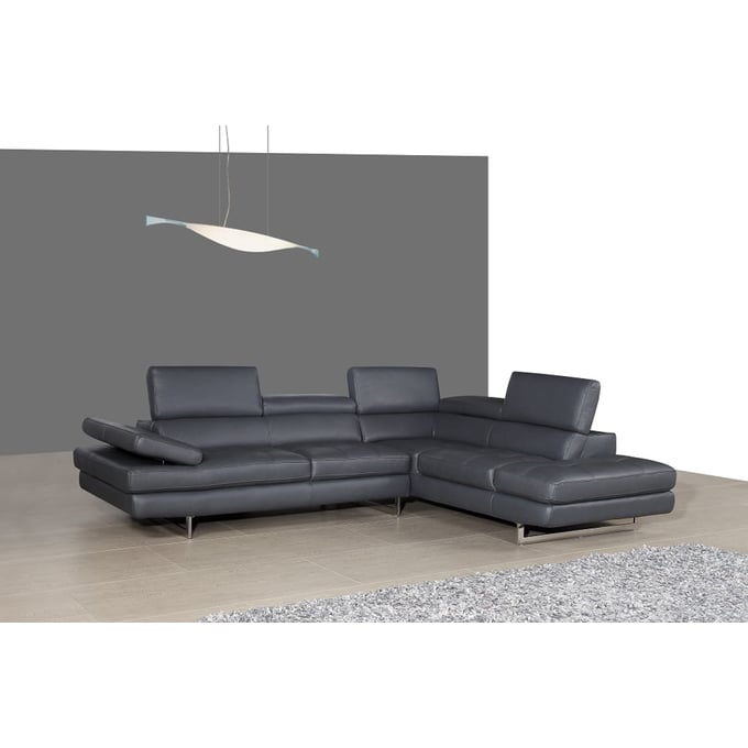 JM Furniture A761 Grey Leather RAF Sectional JNM-178552-RHFC