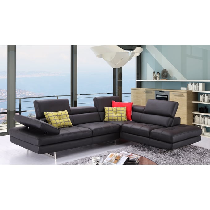 JM Furniture A761 Black Leather RAF Sectional JNM-1785521-RHFC