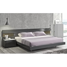 JM Furniture Braga Grey 4pc Bedroom Set With King Bed And Left Night Stand