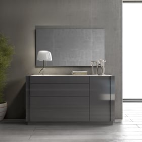 JM Furniture Braga Grey Dresser and Mirror