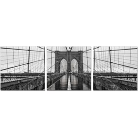 JM Furniture Black Grey White Brooklyn Bridge Classic Wall Art