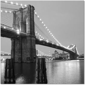 JM Furniture Black White Brooklyn Bridge II Wall Art