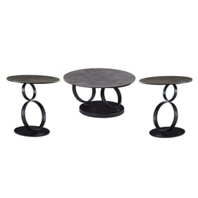 JM Furniture Dallas Black 3pc Coffee Table Set