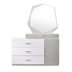 JM Furniture Florence White Taupe Dresser and Mirror