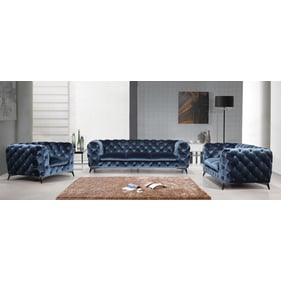 JM Furniture Glitz Blue Fabric 3pc Living Room Set