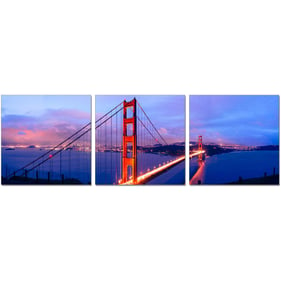 JM Furniture Blue Orange Golden Gate Bridge Wall Art