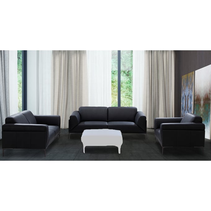 JM Furniture Knight Black Leather 3pc Living Room Set JNM-18249-LR-S1