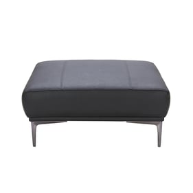 JM Furniture Knight Black Leather Ottoman