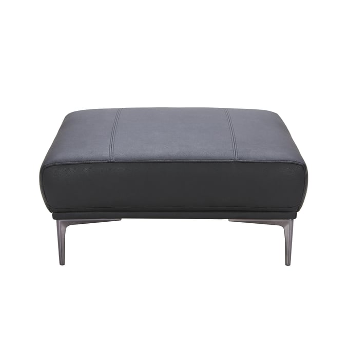 JM Furniture Knight Black Leather Ottoman JNM-18249-O