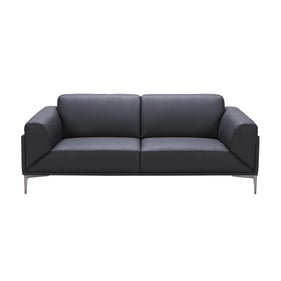 JM Furniture Knight Black Leather Sofa