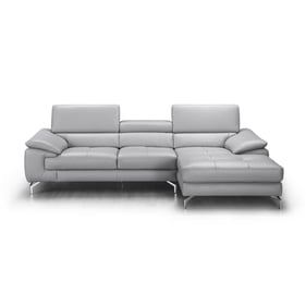 JM Furniture Liam Light Grey Leather RAF Sectional