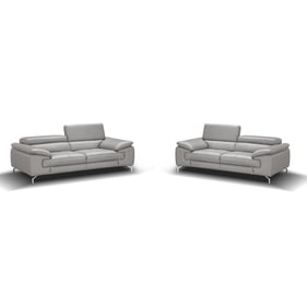 JM Furniture Liam Grey Leather 2pc Living Room Set