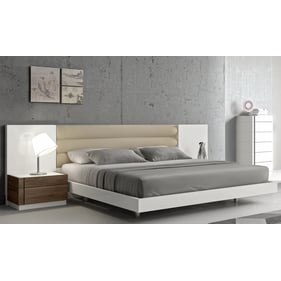 JM Furniture Lisbon White Beige Walnut 3pc Bedroom Set with Queen Bed